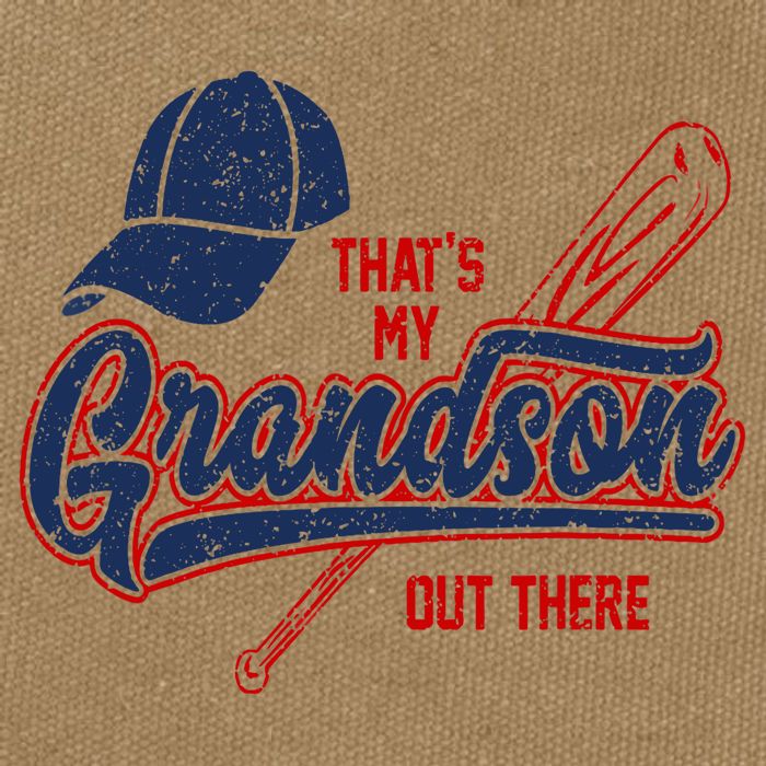 That's My Grandson Out There Baseball Inspired Double Play Cotton Canvas Backpack