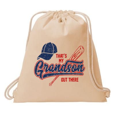 That's My Grandson Out There Baseball Inspired Double Play Drawstring Bag