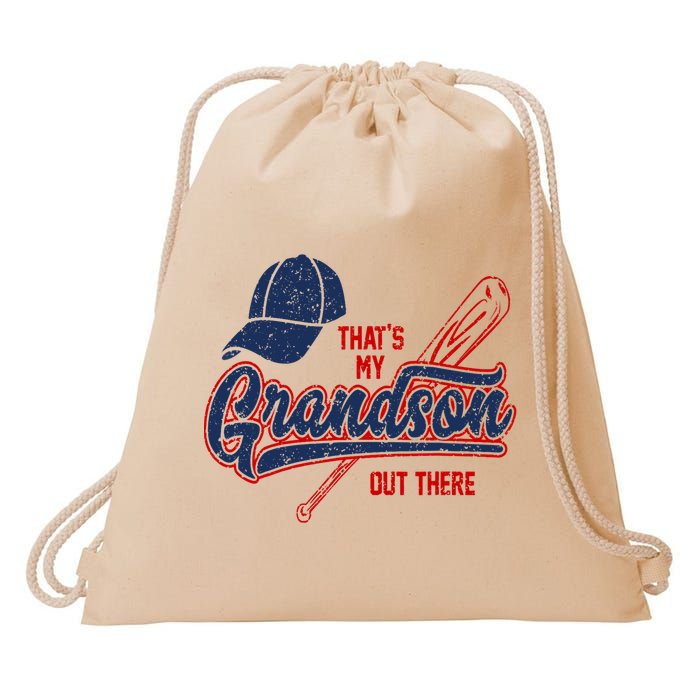That's My Grandson Out There Baseball Inspired Double Play Drawstring Bag