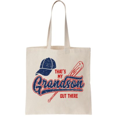 That's My Grandson Out There Baseball Inspired Double Play Tote Bag