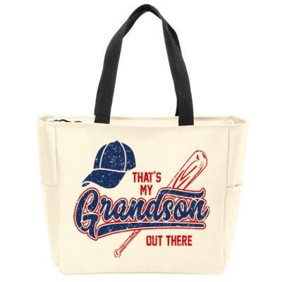 That's My Grandson Out There Baseball Inspired Double Play Zip Tote Bag