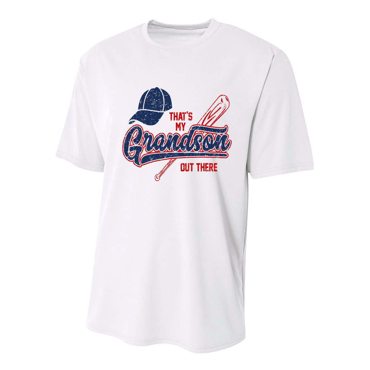 That's My Grandson Out There Baseball Inspired Double Play Youth Performance Sprint T-Shirt