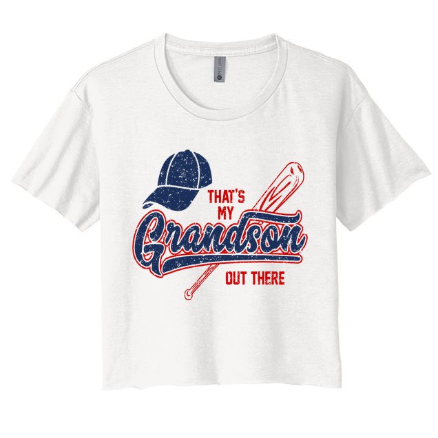That's My Grandson Out There Baseball Inspired Double Play Women's Crop Top Tee