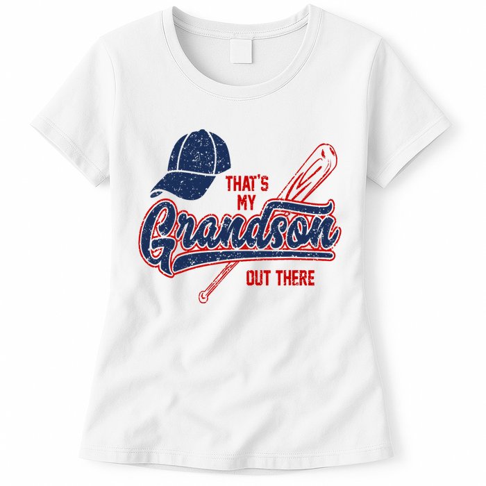 That's My Grandson Out There Baseball Inspired Double Play Womens T-Shirt