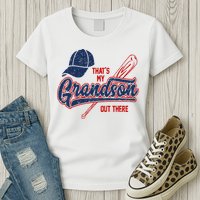 That's My Grandson Out There Baseball Inspired Double Play Womens T-Shirt