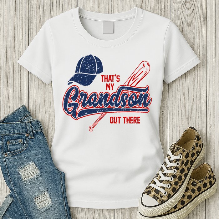 That's My Grandson Out There Baseball Inspired Double Play Womens T-Shirt
