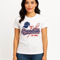 That's My Grandson Out There Baseball Inspired Double Play Womens T-Shirt