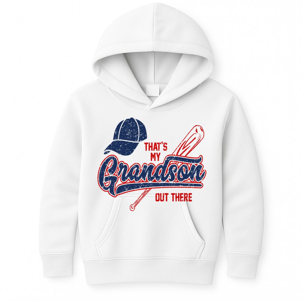 That's My Grandson Out There Baseball Inspired Double Play Kids Hoodie