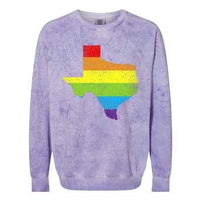 Texas Map G.A.Y Pride Rainbow Flag Colorblast Crewneck Sweatshirt