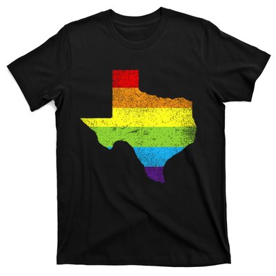 Texas Map G.A.Y Pride Rainbow Flag T-Shirt