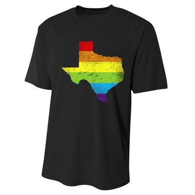 Texas Map G.A.Y Pride Rainbow Flag Performance Sprint T-Shirt