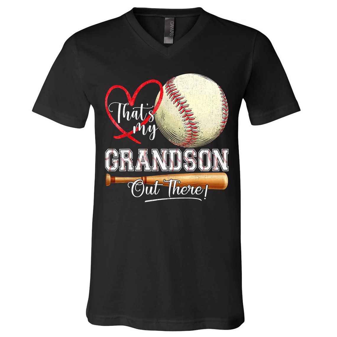 ThatS My Grandson Out There Baseball Grandma MotherS Day V-Neck T-Shirt