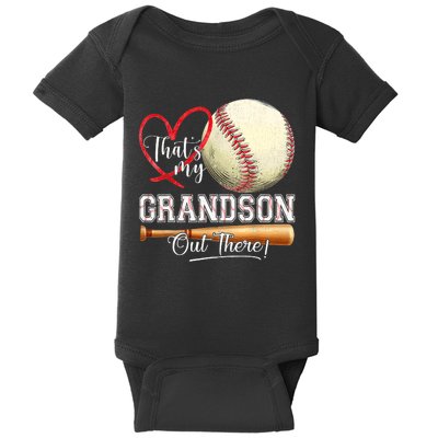 ThatS My Grandson Out There Baseball Grandma MotherS Day Baby Bodysuit