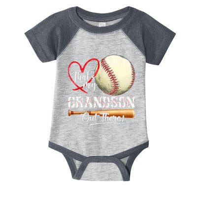 ThatS My Grandson Out There Baseball Grandma MotherS Day Infant Baby Jersey Bodysuit