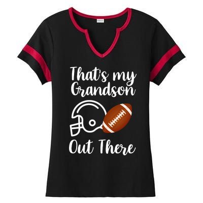 That's My Grandson Out There Football Sport Ladies Halftime Notch Neck Tee