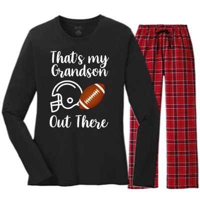 That's My Grandson Out There Football Sport Women's Long Sleeve Flannel Pajama Set 