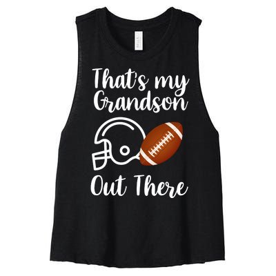 That's My Grandson Out There Football Sport Women's Racerback Cropped Tank