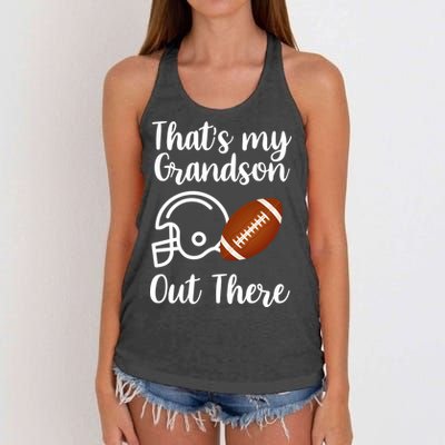 That's My Grandson Out There Football Sport Women's Knotted Racerback Tank