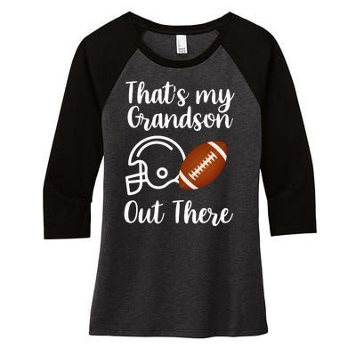 That's My Grandson Out There Football Sport Women's Tri-Blend 3/4-Sleeve Raglan Shirt