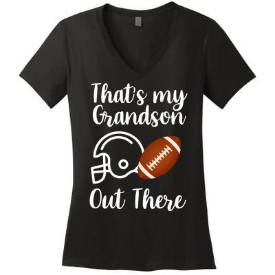 That's My Grandson Out There Football Sport Women's V-Neck T-Shirt