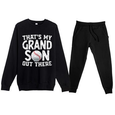 Thats My Grandson Out There Baseball Grandpa Grandma Premium Crewneck Sweatsuit Set