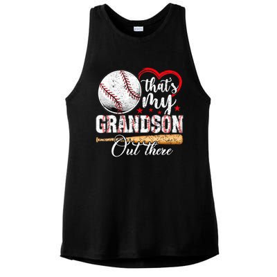 ThatS My Grandson Out There Baseball Grandma MotherS Day Ladies PosiCharge Tri-Blend Wicking Tank