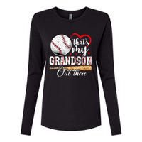 ThatS My Grandson Out There Baseball Grandma MotherS Day Womens Cotton Relaxed Long Sleeve T-Shirt