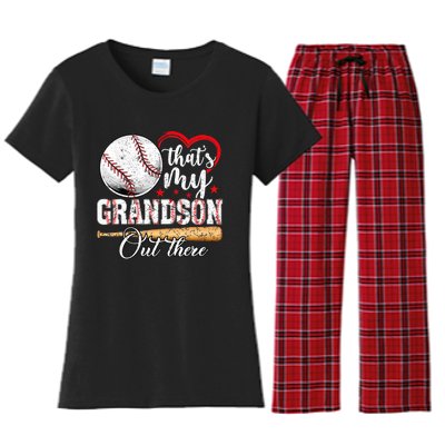 ThatS My Grandson Out There Baseball Grandma MotherS Day Women's Flannel Pajama Set