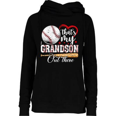 ThatS My Grandson Out There Baseball Grandma MotherS Day Womens Funnel Neck Pullover Hood