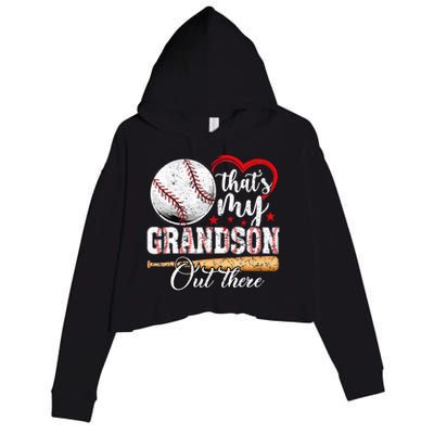 ThatS My Grandson Out There Baseball Grandma MotherS Day Crop Fleece Hoodie