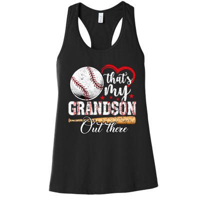 ThatS My Grandson Out There Baseball Grandma MotherS Day Women's Racerback Tank