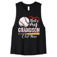 ThatS My Grandson Out There Baseball Grandma MotherS Day Women's Racerback Cropped Tank