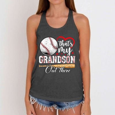 ThatS My Grandson Out There Baseball Grandma MotherS Day Women's Knotted Racerback Tank