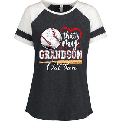 ThatS My Grandson Out There Baseball Grandma MotherS Day Enza Ladies Jersey Colorblock Tee