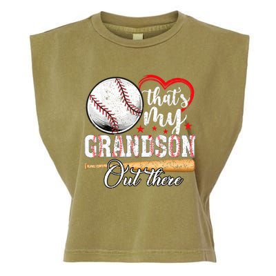 ThatS My Grandson Out There Baseball Grandma MotherS Day Garment-Dyed Women's Muscle Tee