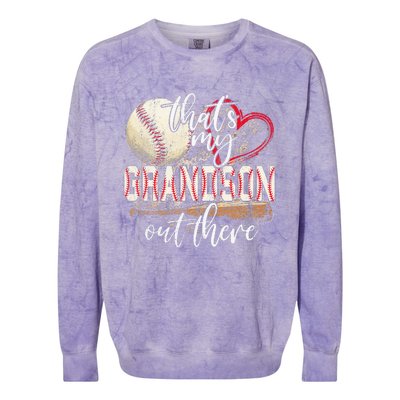 Thats My Grandson Out There Baseball Grandma Mothers Day Colorblast Crewneck Sweatshirt