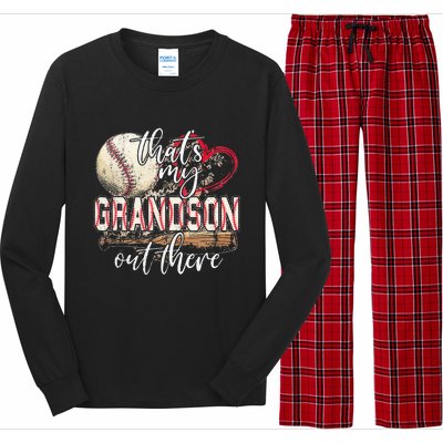 Thats My Grandson Out There Baseball Grandma Mothers Day Long Sleeve Pajama Set