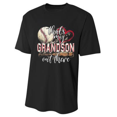 Thats My Grandson Out There Baseball Grandma Mothers Day Performance Sprint T-Shirt