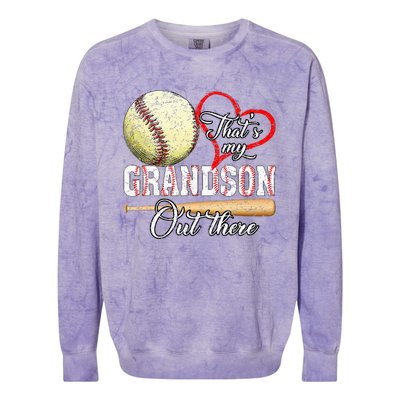 Thats My Grandson Out There Baseball Grandma Colorblast Crewneck Sweatshirt