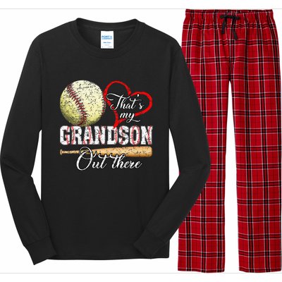 Thats My Grandson Out There Baseball Grandma Long Sleeve Pajama Set