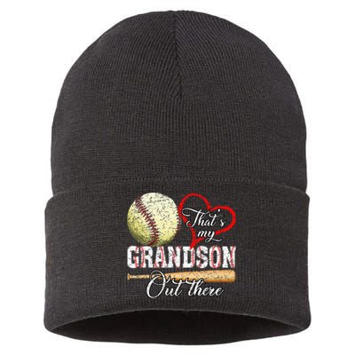 Thats My Grandson Out There Baseball Grandma Sustainable Knit Beanie