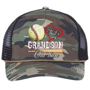 Thats My Grandson Out There Baseball Grandma Retro Rope Trucker Hat Cap