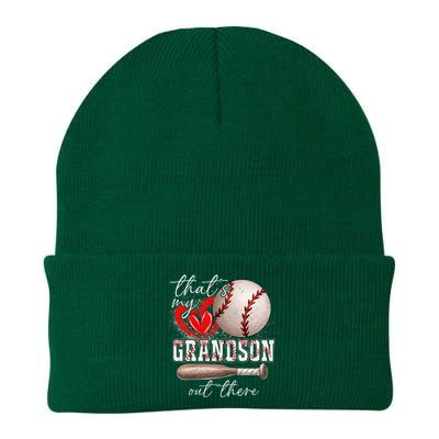 ThatS My Grandson Out There Gifts Women Baseball Grandma Knit Cap Winter Beanie