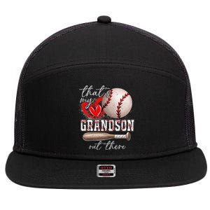 ThatS My Grandson Out There Gifts Women Baseball Grandma 7 Panel Mesh Trucker Snapback Hat