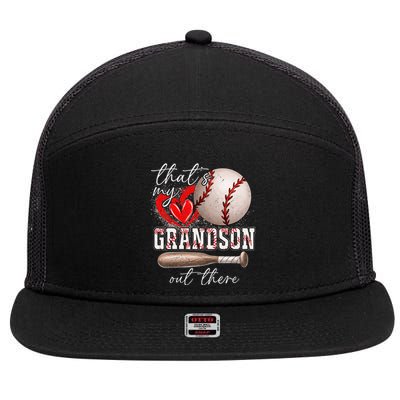 ThatS My Grandson Out There Gifts Women Baseball Grandma 7 Panel Mesh Trucker Snapback Hat