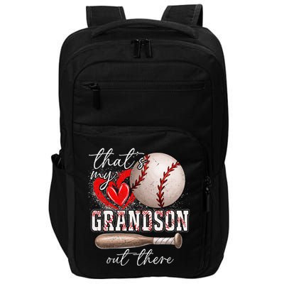 ThatS My Grandson Out There Gifts Women Baseball Grandma Impact Tech Backpack