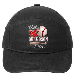 ThatS My Grandson Out There Gifts Women Baseball Grandma 7-Panel Snapback Hat