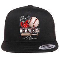 ThatS My Grandson Out There Gifts Women Baseball Grandma Flat Bill Trucker Hat