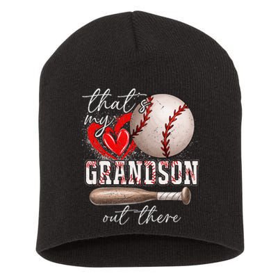 ThatS My Grandson Out There Gifts Women Baseball Grandma Short Acrylic Beanie