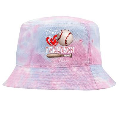 ThatS My Grandson Out There Gifts Women Baseball Grandma Tie-Dyed Bucket Hat